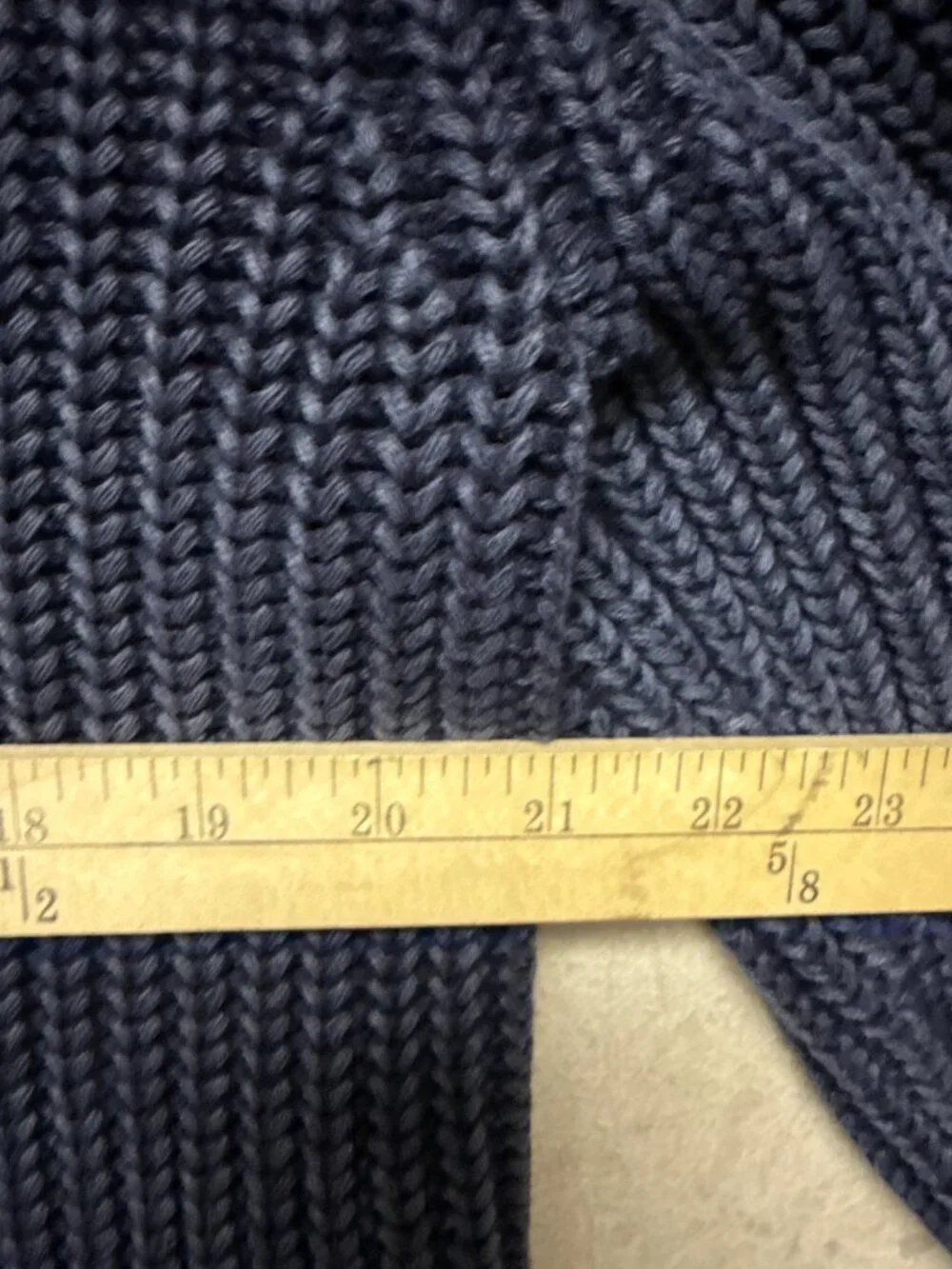Sperry Men's Sweater Crewneck Cable Knit Anchor Textured Blue Large Nautical